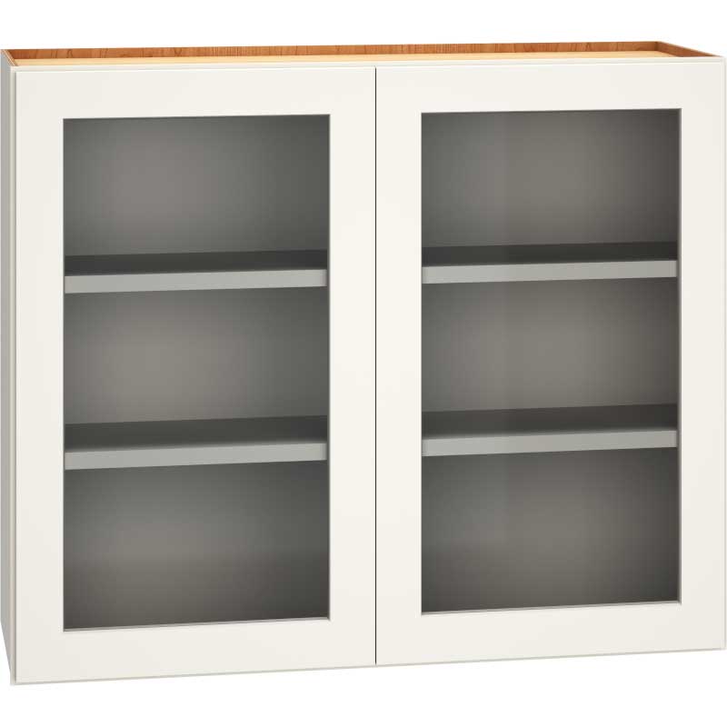 WCG3630 - Cut-for-Glass Wall Cabinet with Double Doors in Snow