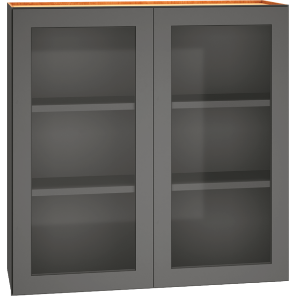 WCG3036 - Cut-for-Glass Wall Cabinet with Double Doors in a Graphite Finish