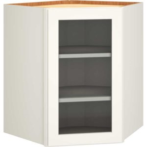 30″ CUT-FOR-GLASS DIAGONAL WALL CABINET IN OMNI SNOW