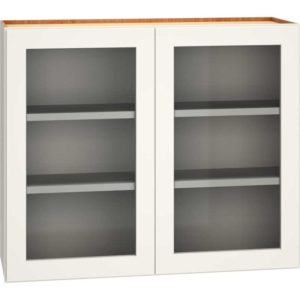 36″ X 30″ CUT-FOR-GLASS WALL CABINET WITH DOUBLE DOORS IN SNOW