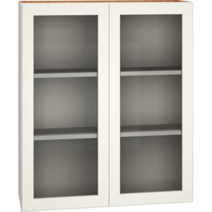 36″ X 42″ CUT-FOR-GLASS WALL CABINET WITH DOUBLE DOORS IN SNOW