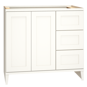 3VSD36 - 36″ VANITY SINK BASE WITH 3 DRAWERS IN OMNI SNOW