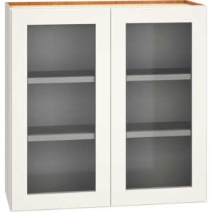 WCG3030 - Cut-for-Glass Wall Cabinet with Double Doors in Snow
