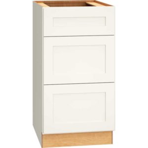 18″ BASE CABINET WITH 3 DRAWERS IN OMNI SNOW