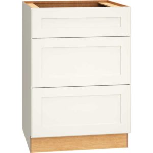 24″ BASE CABINET WITH 3 DRAWERS IN OMNI SNOW