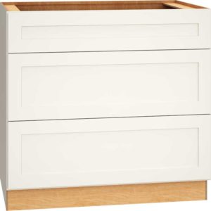36″ BASE CABINET WITH 3 DRAWERS IN OMNI SNOW