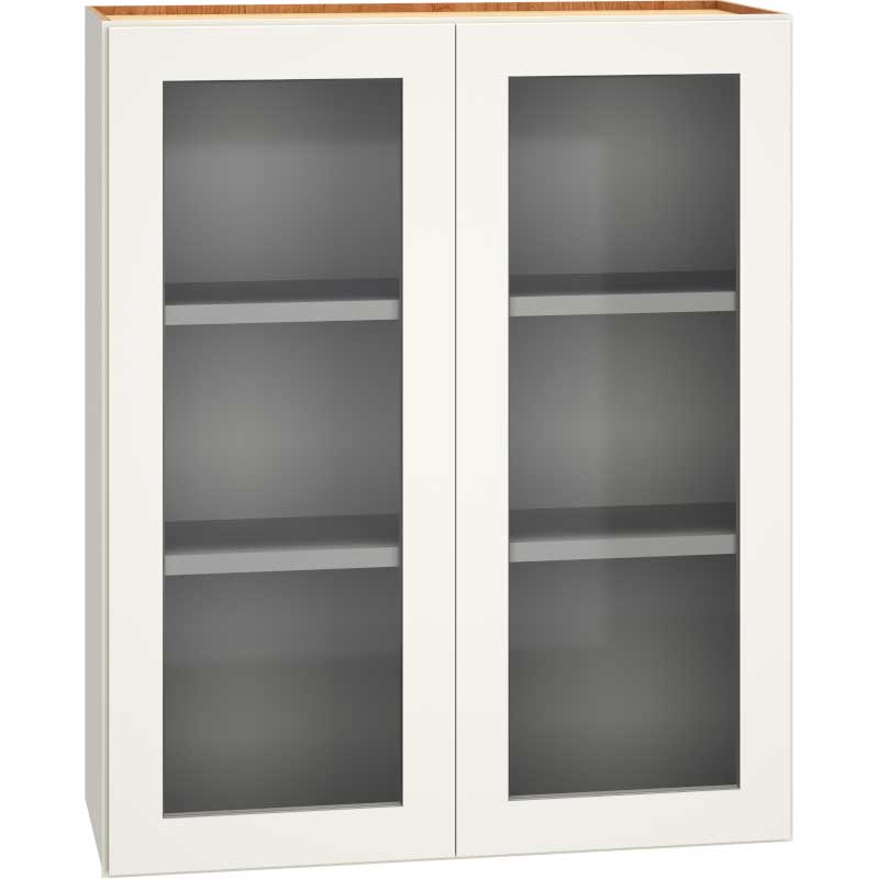 WCG3036 - Cut-for-Glass Wall Cabinet with Double Doors in Snow