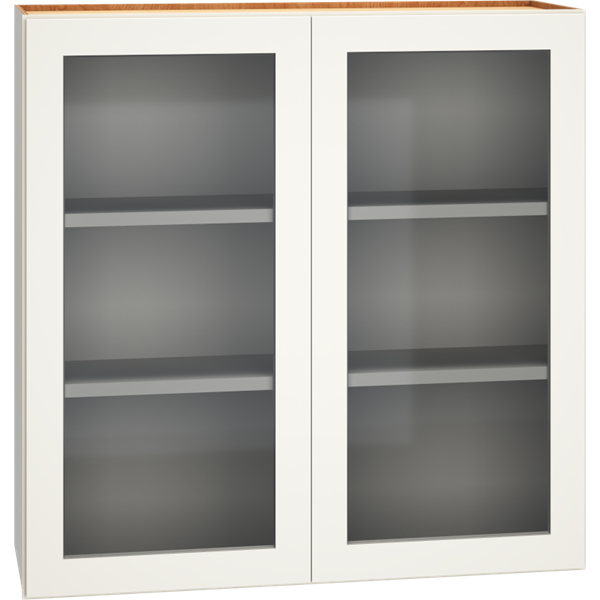 WCG3636 - Cut-for-Glass Wall Cabinet with Double Doors in Snow