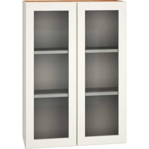 30″ X 42″ CUT-FOR-GLASS WALL CABINET WITH DOUBLE DOORS IN SNOW