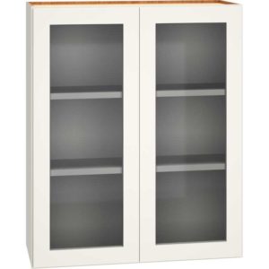 30″ X 36″ CUT-FOR-GLASS WALL CABINET WITH DOUBLE DOORS IN SNOW