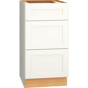 18″ X 34 1/2″ VANITY BASE CABINET WITH 3 DRAWERS IN OMNI SNOW