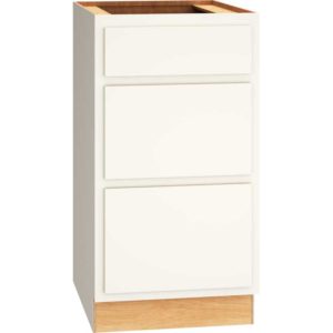 18″ BASE CABINET WITH 3 DRAWERS IN CLASSIC SNOW