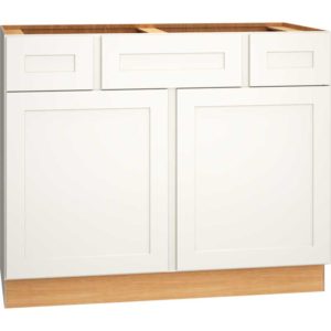 2VSD42 - 42″ VANITY SINK BASE CABINET IN OMNI SNOW WITH TWO DRWERS OMNI SNOW
