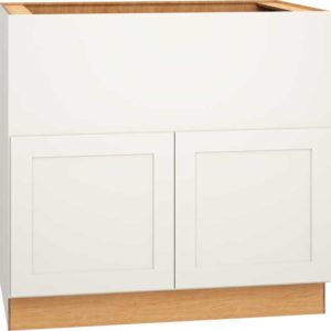 * Full overlay shaker style base cabinet that features: * Plywood fully assembled box * Soft-close doors * Premium painted or stained finish * Shown in Omni door style with Snow finish * Width  " * HEIGHT " * DEPTH  12”